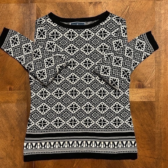 UEC Karen Scott Patterned Sweater Black & White Size Small & 100% Cotton - Picture 1 of 8